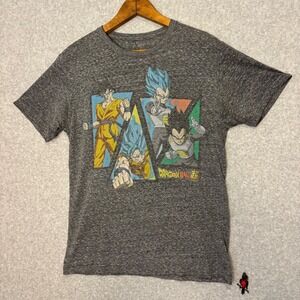 Dragon Ball Z Men's Medium Super T-Shirt Gray Goku Vegeta Anime Graphic Tee